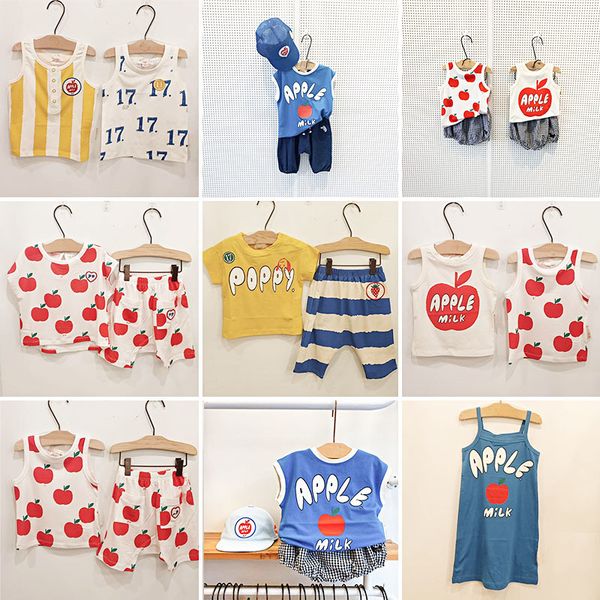 

enkelibb 2020 summer korean kids short sleeve t shirt lovely design kids apple pattern baby cute t shirt boy girl casual y200704, Blue