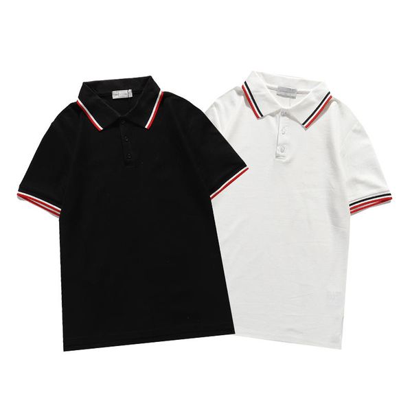 

selling luxury shirt t-shirt embroidered clothing man fabric letter polo t-shirt collar casual 2 colors t-shirt top, White;black