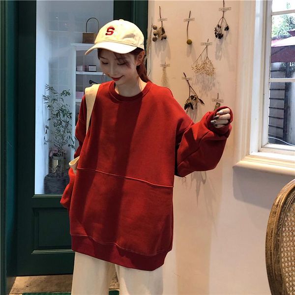 

women's sweaters 2021 autumn woman's hoodies oversize female loose cotton solid thicken warm sweatshirts lady fashion plus size 2x, White;black