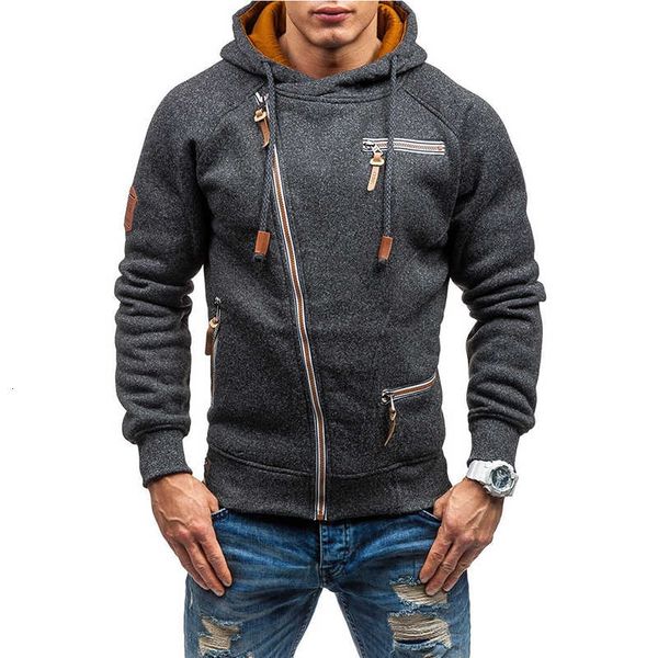 

mens full-zip asymmetrical front inclined zipper long sleeves hooded hoodie cardigan shirt irregular long jacket sweatshirts with pocket, Black