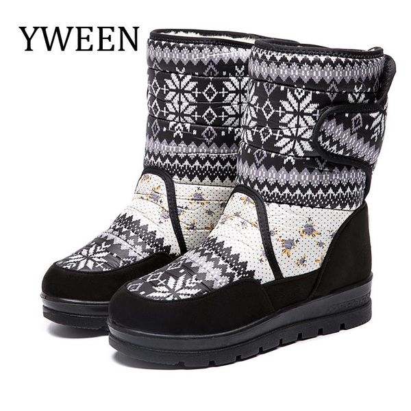 

yween women snow boots platform winter boots thick plush waterproof non-slip women winter shoes plus size botas mujer, Black