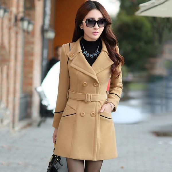 

spring new women 's cashmere coat korean style fashion designer elegant female overcoat mantle cloak kasmir manteau femme1, Black