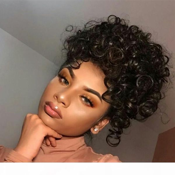 

short human hair ponytail 10-16inch clip in high afro kinky curly hair drawstring ponytail hair extension for black women
