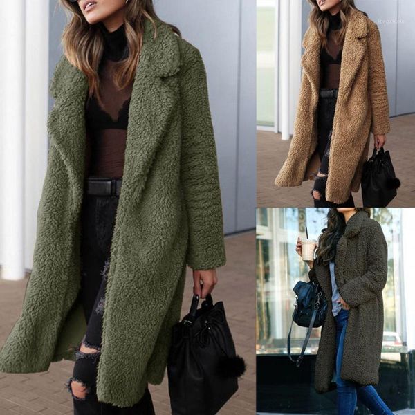 

fashion women teddy jacket blanket oversize long winter coat solid color jacket loose overcoat streetwear casual coat winter1, Black;brown