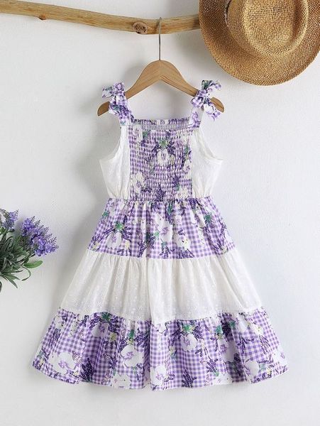 

toddler girls floral and gingham print shirred cami dress she, Red;yellow