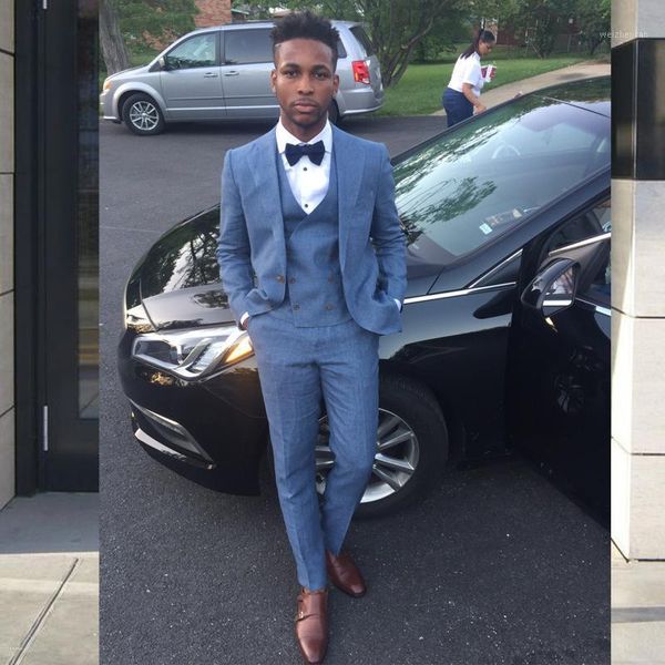 

custom made blue notched lapel slim fit mens prom suits wedding suits for men tuxedos 3 pieces blazers jacket pants vest1, White;black