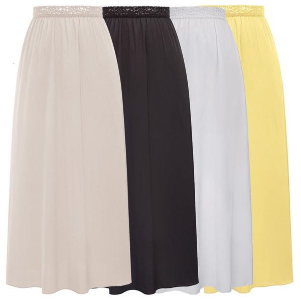 

women's skirts smooth & comfortable lace decorated satin waist slip half slip elegant party petticoat ladies maxi underskirts, Black