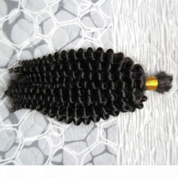 

natural color mongolian loose curly hair 100g human braiding hair bulk 1pcs afro kinky bulk human hair, Black