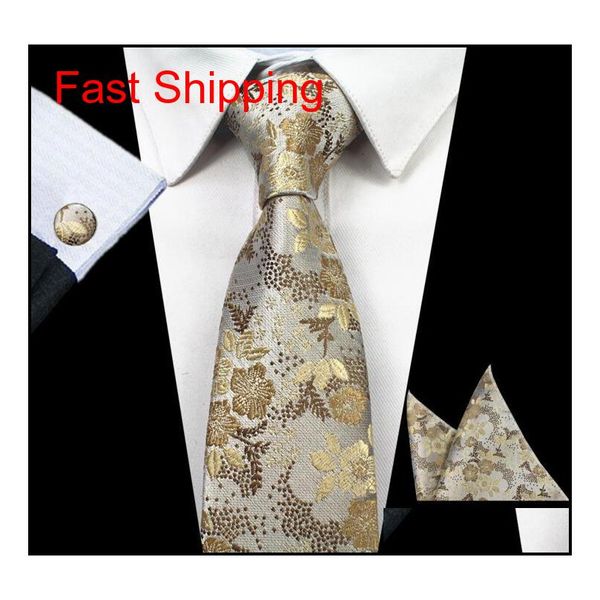 

20 styles mens ties sets floral 100% silk jacquard woven necktie gravata corbatas hanky cufflinks tie set for men for qylrso mj_fashion, Black;blue