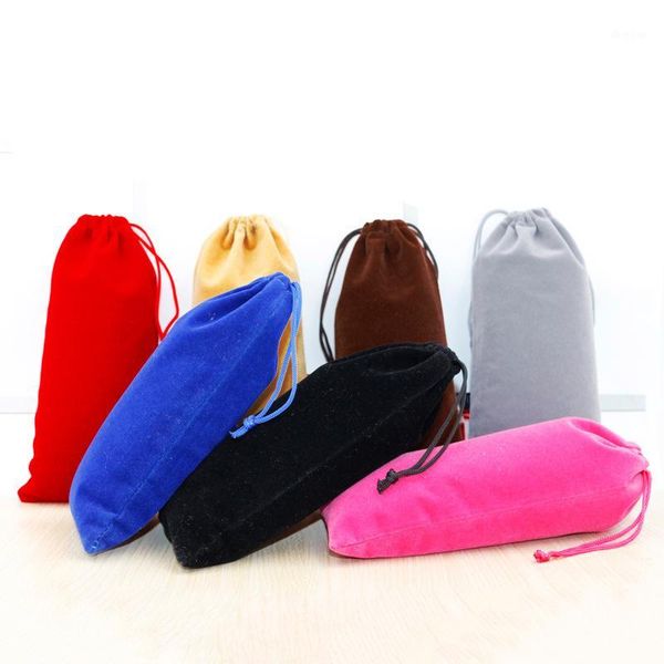 

10pcs 10x20cm coloful velvet bags jewelry pouches christmas wedding party gift box packaging drawstring gift bags & pouches1