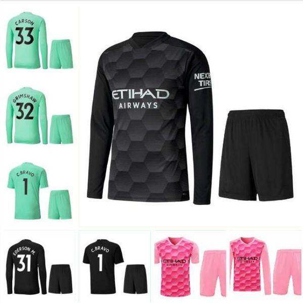 

goalkeeper full 2020 man kun aguero city 20 21 soccer jerseys silva maillot ederson m. football shirt grimshaw men kits camiseta, Black;yellow