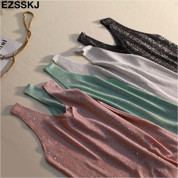 

shiny knitted tank summer v-neck diamonds tank women slim female bling sleveless t-shirt vest camisole1, White