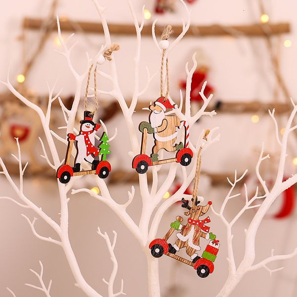 

wooden santa car pendants set christmas tree decoration hanging ornaments crafts xmas new year party wedding home decor 63207