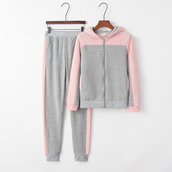 

hooded 2021 new design fashion suit set women tracksuit two-piece style outfit sweatshirt sport wear, Gray