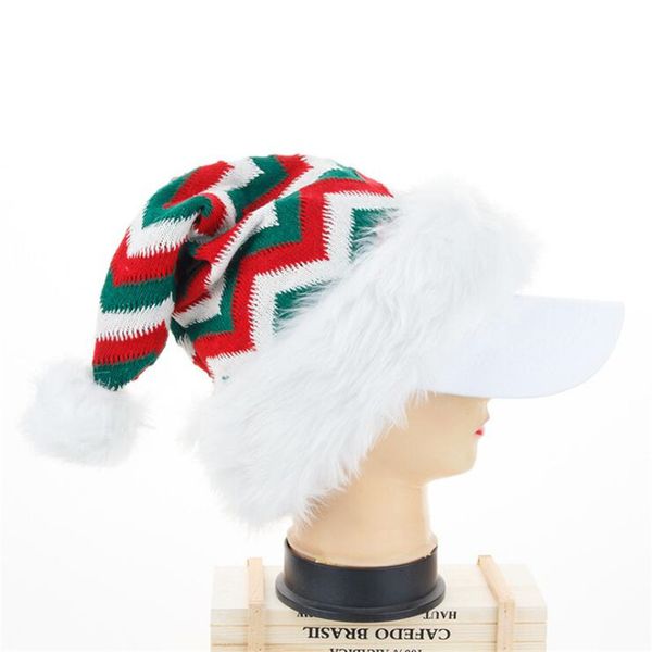 

christmas plush hat knitted long staple striped santa claus christmas woolen knit hats xmas holiday party gift new year decoration cz110904, Black;white