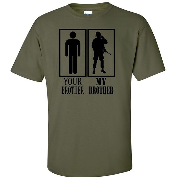 

новая мода прохладный мужчины футболку ваш брат, мой брат military с коротким рукавом тройник спорт толстовка с капюшоном толстовка
