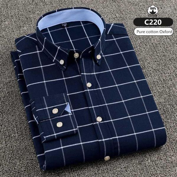 

2020 new men's plus size long sleeve shirt cotton oxford shirt business casual soft solid color plaid inch clothes size s-7xl1, White;black