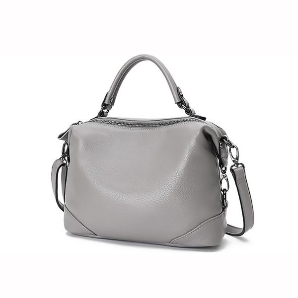 

medium boston bag, women's genuine leather handbag, 100% natural cowhide, real cow's skin female cross body bag a413