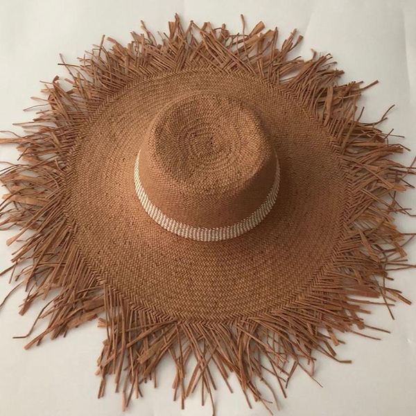 

casual new handmade women straw sun hat large wide brim gilrs natural raffia panama beach straw sun cap for holiday, Blue;gray