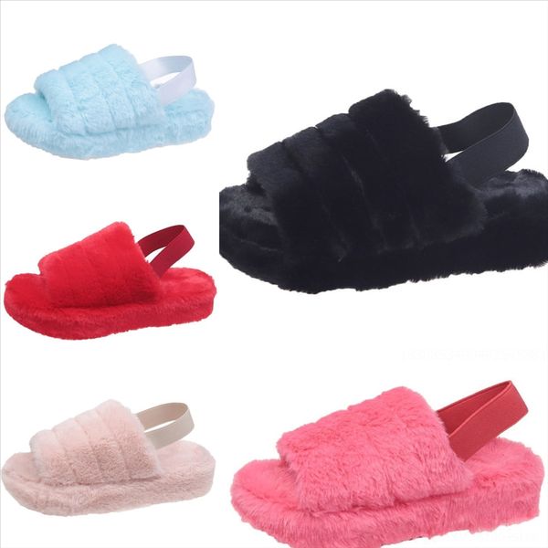 

2s3w slippers fur womens winter shoes big size plush slippers plush warm indoor women slipper new home fluffy open toe, Black