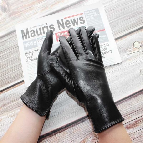 

bickmods women black fashion touchable no inside straight style genuine leather sheepskin thin section gloves 220112, Blue;gray