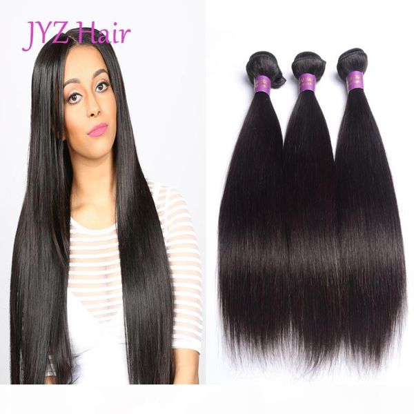 

indian brazilian peruvian malaysian straight hair extensions "8-30" inch 100% remy human hair bundles natural color human hair wef, Black
