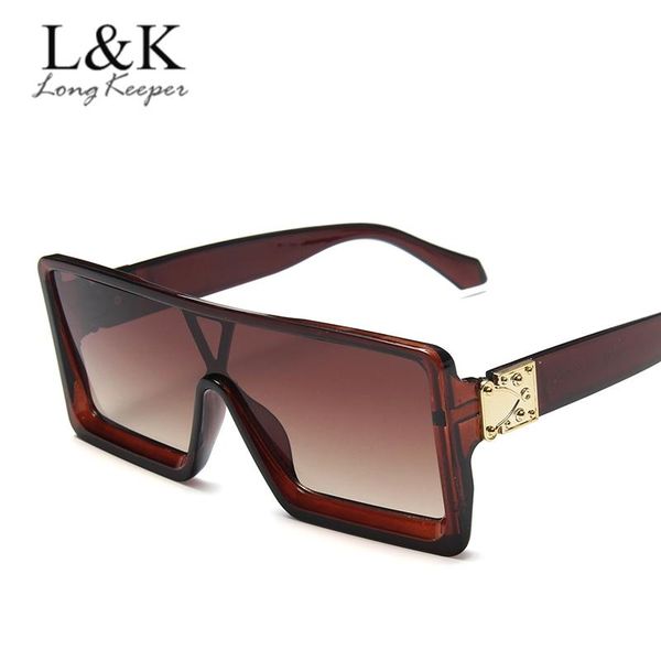 

long keeper oversized square sunglasses men women retro flat sun glasses vintage designer uv400 eyewear gafas, White;black