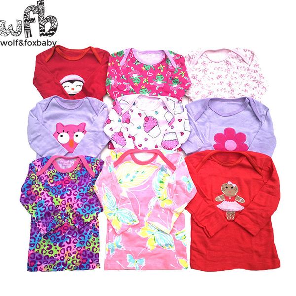 Varejo 5 pçs / lote 0-24 meses de mangas compridas camiseta bebê infantil desenhos animados recém-nascidos roupas para meninos meninas roupas bonitos primavera outono lj201023