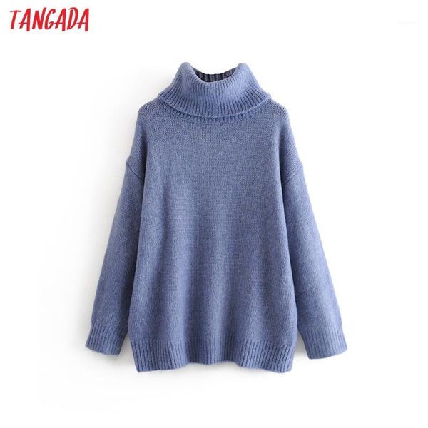 

tangada women oversize turtleneck sweaters 2020 winter long sweater coat batwing sleeve loose knitwear 3h901, White;black