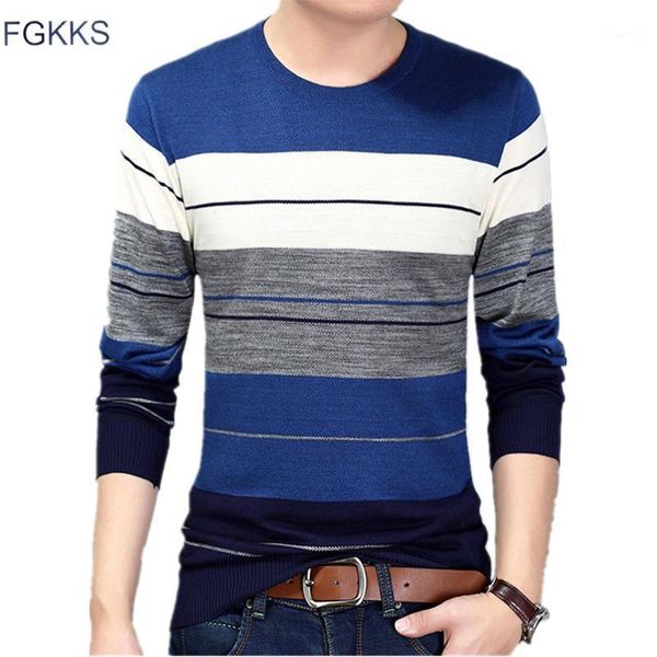 

fgkks fashion brand men's sweater autumn winter men splice casual sweater mens slim fit brand knitted pullovers1, White;black