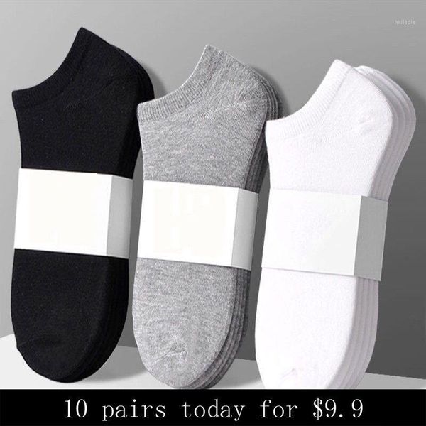 

10 pairs/lot men socks cotton large size38-44casual breathable boat socks short men summer male, Black