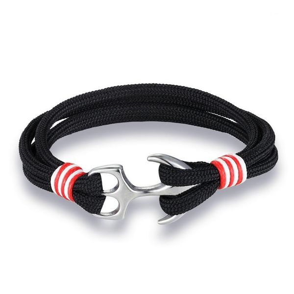 

2018 fashion anchor bracelet navy style stainless steel anchor multilayer black survival rope bracelet men women jewel jllrzq