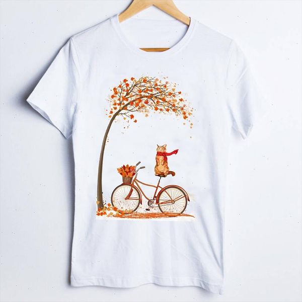 

women tees print graphic fall autumn cat trend streetwear kawaii 90s ladies clothes lady clothing female t shirt t shirt, White