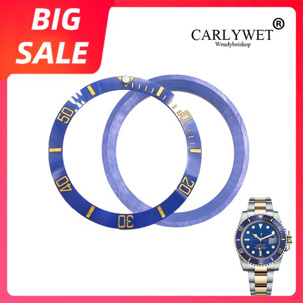 

replacement blue with gold writings ceramic watch bezel 38mm insert made for role sub gmt 40mm 116610 ln