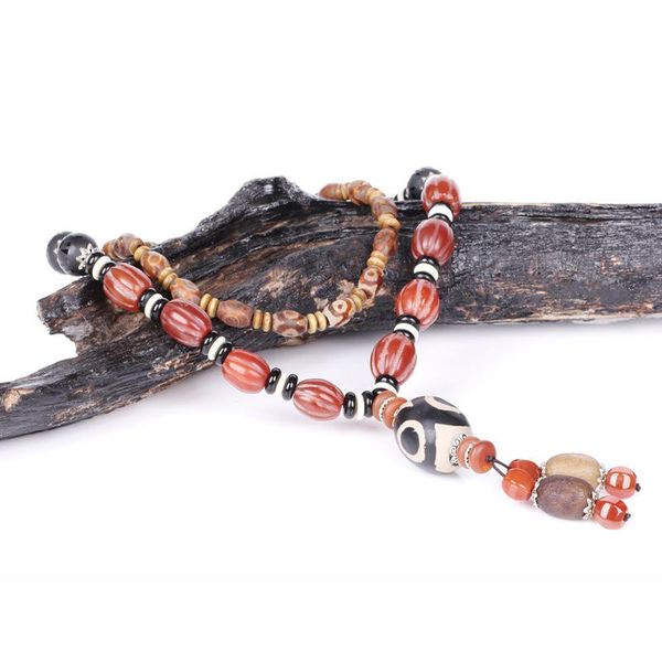 

оптовые тибетской буддийской ручной работа каменных бус ожерелье женщины длинного свитер глаза кулон ювелирная сеть будда, Silver