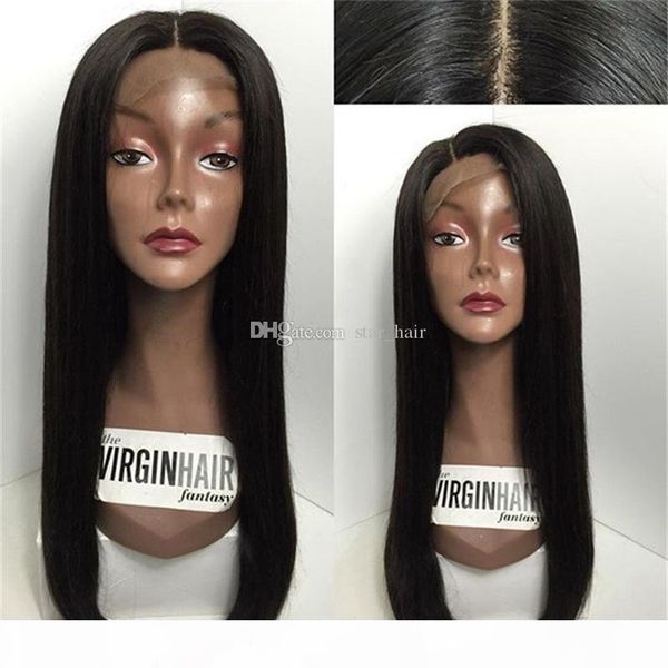 

full lace human hair wigs with baby hair 9a silky straight brazilian human lace front wigs for black women, Black;brown