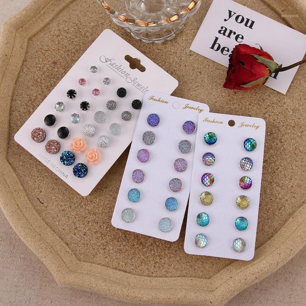 

stud zovoli korean cute flower crystal resin earrings set unique colorful rhinestone for women earings fashion jewelry1, Golden;silver