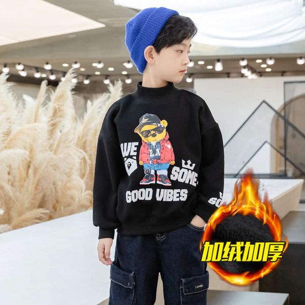 

2020 autumn boys' new plush sweater and winter children's thickened exn0, Black