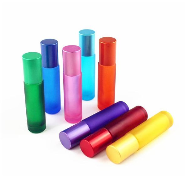 

1pc thick 10ml frosted glass roll on bottles natural gemstone roller ball essential oil vials empty refillable perfum jllcqm