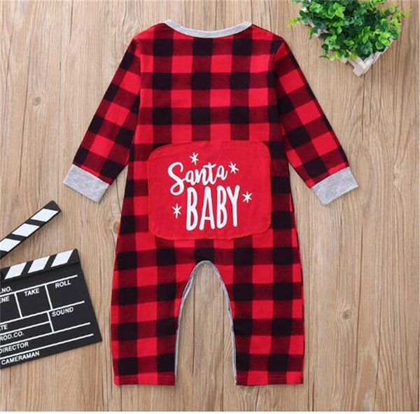 

6-24  newborn infants christmas romper santa baby jumpsuit buffalo plaid baby boy girls kids playsuit clothes xmas pajamas costumely11021, Blue