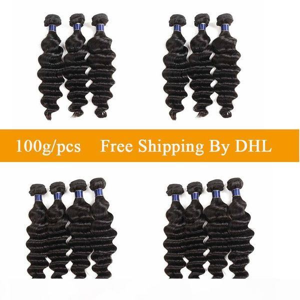 

100% перуанский бразильские девственные человеческие волосы 3 4шта серия наращивание волос рыхлого глубокие бразильского virgin человек двой, Black