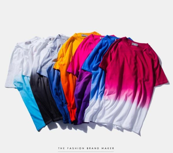 

slim fit short sleeves t-shirts summer fashion t shirt gradient print t-shirts men women brand clothing cotton tee size:s-xxxl1, White;black
