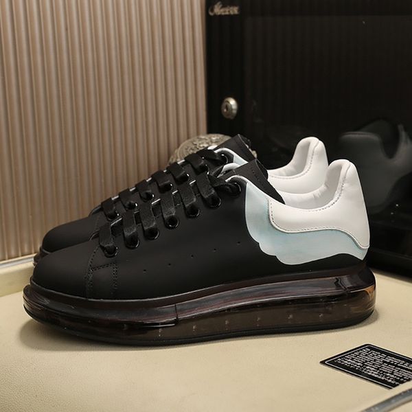 

mens platform shoes cushion crystal bottom women heightened jelly suede rhinestone leather fashion sneakers flat designer casual shoes, Black