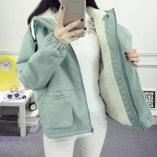 

preppy style young parkas mujer 2018 femme casaco feminino jacket women warm casual wool parka overcoat womens parcas para mujer1, Black