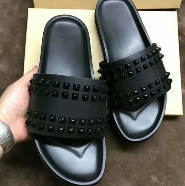 

men women summer rubber sandals beach slide fashion scuffs slippers indoor shoes size eur 35-45 with box 15, Black
