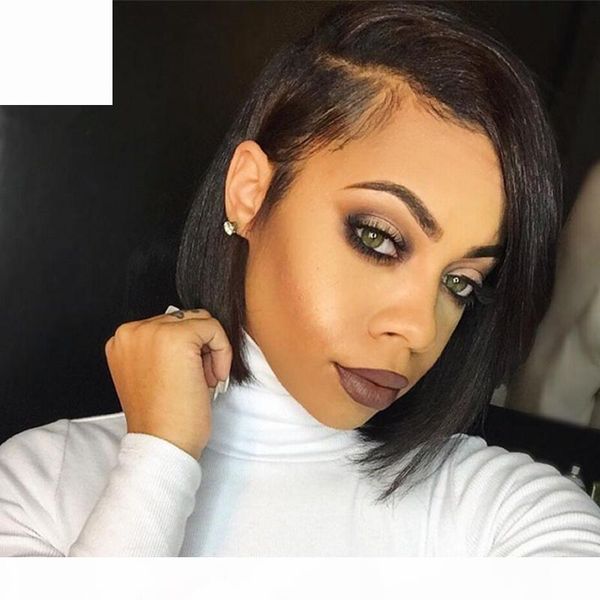 

peruvian silk straight hair bob wig 100% unprocessed human hair short bob upart wigs glueless sise part for black women, Black;brown