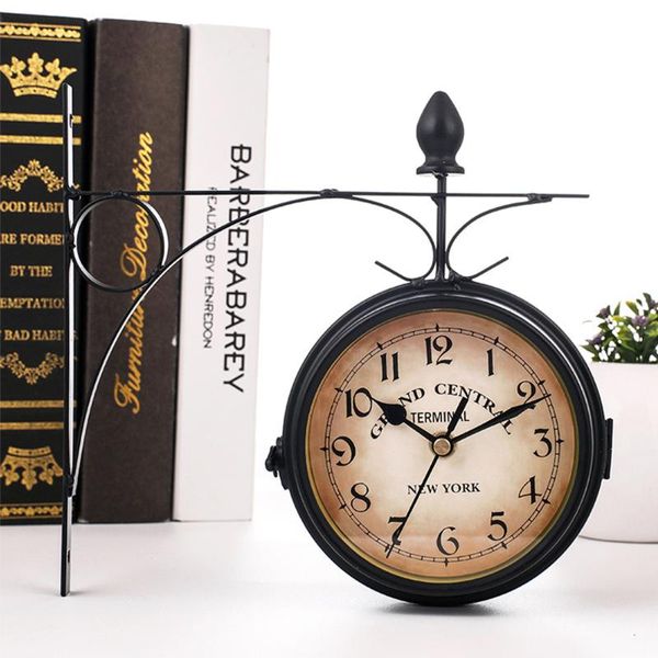 

double sided round metal wall clock silent wall watch modern design clocks for home decor office european style