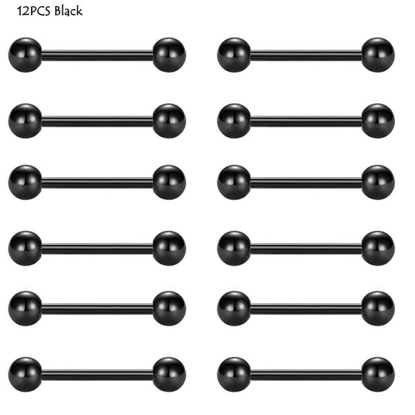 

12pcs 316l surgical steel tongue barbell ring piercing mix color nipple ring nipple shield ring piercing body jewelry 14g q bbyznj, Silver