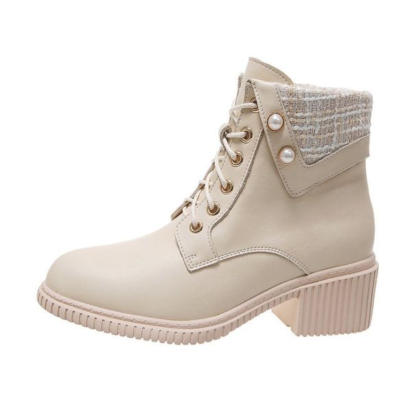 

inverno botas femininos 2021 quente pelcia saltos quadrados neve mulheres tornozelo renda sapatos de 62st, Black