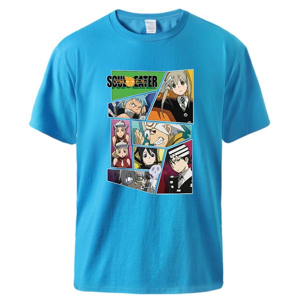 

japan anime print tshirt soul eater summer tee male short sleeve casual loose streetwear sport hooded sweatshirt hoodie men t shirt